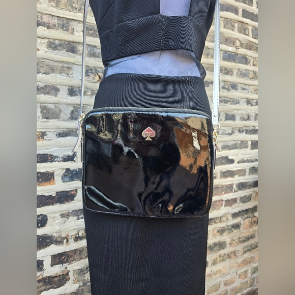 kate spade Handbags - Kate Spade Glossy Black Crossbody Bag